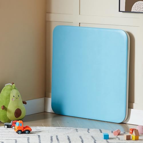 VECELO 24'' Kids Folding Activity Card Table, with Ultra Soft Padded Tabletop, 1 Piece, Blue & White - color: Blue and White