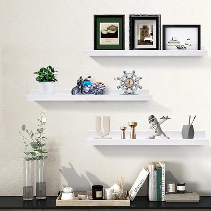AZSKY 24 Inch Picture Ledge Shelf Floating Shelves Wall Mounted Set of 3 White - color: White, size: 24in set 3