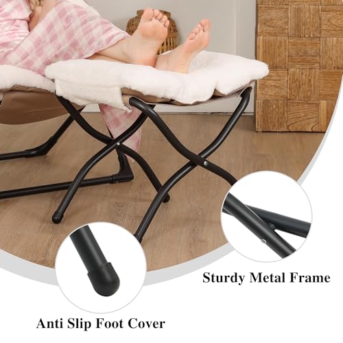 15"(H) Folding Ottoman, Set of 2, Foldable Footrest Stool, Small Foot Stool for Couch, Collapsible Foot Rest Ottoman for Sofa, Accent Padded Ottomans for Living Room, Bedroom, White - color: White 2pcs