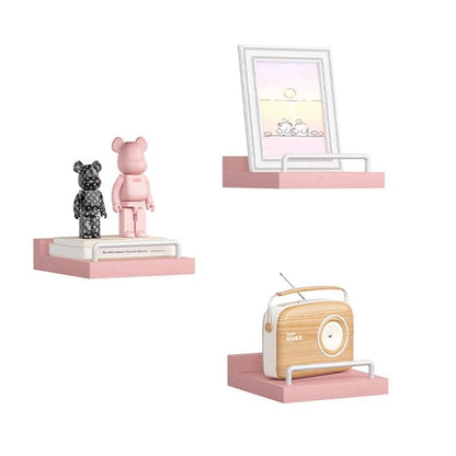 RYOFOBETTO Small Floating Shelf, 6X6 Inches Farmhouse Wall Shelves for Living Room, Bedroom, Picture Frames, Plants, Kitchen, Set of 3 (Pink and White) - color: Pink and White, size: 6"