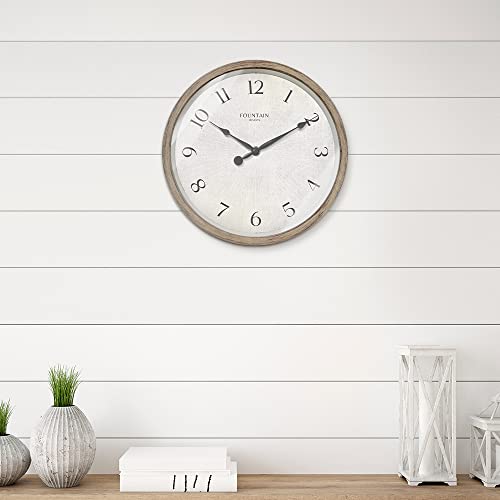 10" Silent Modern Farmhouse Wall Clock, Gray Oak Finish | Battery Operated, Regular Arabic Numeral, Accurate & Easy to Read for Living Room, Bedroom, Kitchen & Home Office - color: Light Gray Oak, size: 10 inch