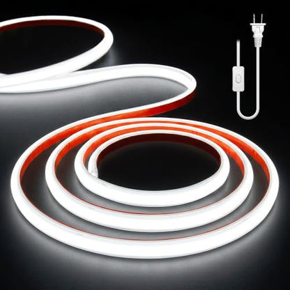 COB LED Strip Lights Daylight White 6000K,9.8ft 110-120V LED Tape Light,IP65 Waterproof High CRI 90Ra+ Super Bright Neon Strip Lights for Bedroom,Kitchen Cabinet, Living Room - color: Daylight White, size: 9.8ft