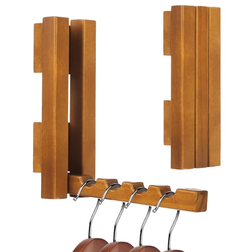 Wood Wall Mounted Clothes Drying Rack, 6 Inch Small Spaces Foldable Clothes Wall Hanging Racks, Wooden Folding Clothes Hanger Racks for Apartments Closet Balconies Laundry Room, Bedroom, Living Room