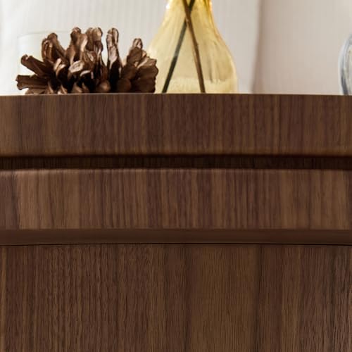 19.49 Round Side Table with Sintered Stone Tabletop & Sturdy Base, Modern MDF Circle Small Coffee Table Double Layer Tabletop End Table for Living Room, Easy Assembly - Walnut - color: 19.49" Side Table With Sintered Tabletop,walnut