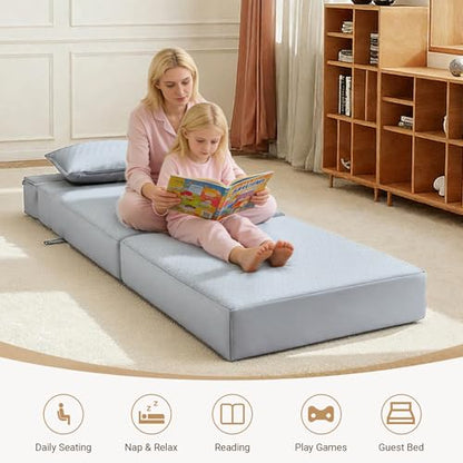 Folding Sofa Bed, Boneless Foldable Chair, Convertible Futon Sleeper Couch | Single Lazy Floor Lounger Sofa Couch for Small Spaces, Dorm, Guest Room, Living Room, Apartment, Grey - size: Single