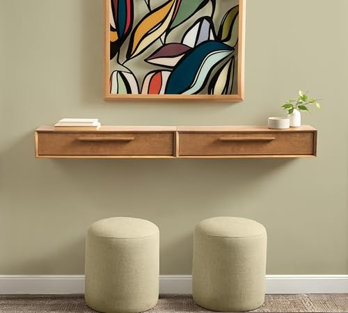 Kate and Laurel McCutcheon Modern Floating Console Table for Entryway, 30 x 9 x 6, Natural Wood, Decorative Transitional Floating Entryway Table for Use as Living Room Storage Wall Shelf