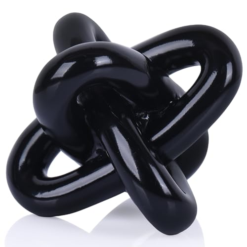 DOVDOV Black Knot Sculpture, Triple Knot Statue, Black Home Decor, Perfect for accenting Rustic-Style Coffee Tables, Living Room TV Stands, Dining Tables, and entryway Shelves. - color: Black