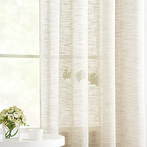 Treatmentex Linen Semi Sheer Curtains for Living Room 84inch Natural Farmhouse Curtain Panels for Bedroom Office Rustic Privacy Curtain Drapes for Kitchen Dining Room Rod Pocket Beige 52" 2 Panels - color: Natural - Rod Pocket, size: 52"W x 84"L (Pack of