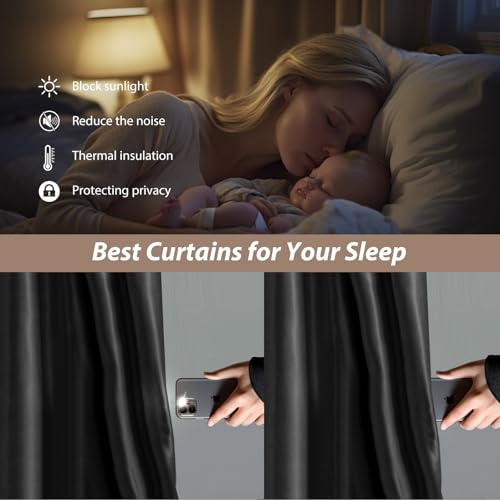 Room Divider Curtains with Ceiling Curtain Track Set Window Curtain for Bedroom,Living Room Total Blackout Thermal Insulated Privacy Ceiling Track Curtain W 15 × H 8 FT Black drape&Black track - color: Black, size: 180"W x 96"L (Pack of 1)