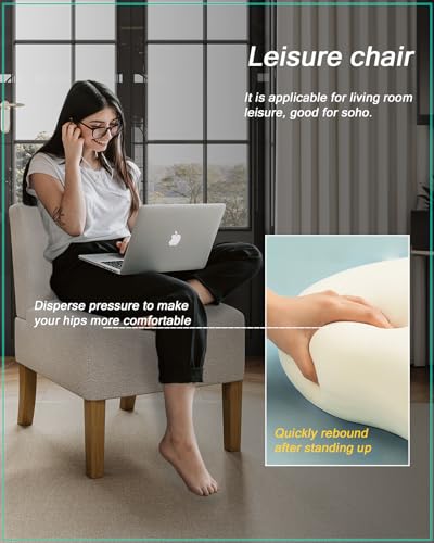 Armless Accent Chairs Set of 2 for Bedroom, Bedroom Chair for Bedroom Living Room Chair with Solid Wood Legs, Makeup Vanity Chair Fabric Comfy Upholstered Reading Chair Accent Chair,Beige - color: Beige