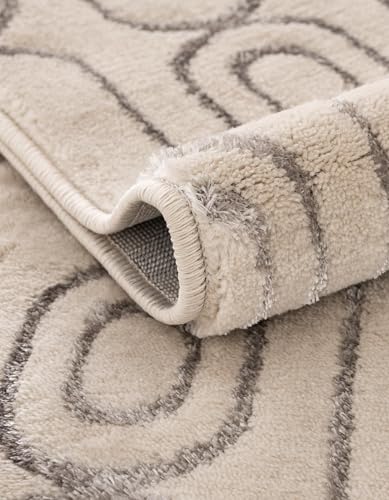 Rugs.com - Vogue Geo Rug – 12 Ft Runner White and Silver High Pile Modern Runner Rug for Hallways and Entryways - color: White and Silver, size: 2'7" x 12' (Runner)