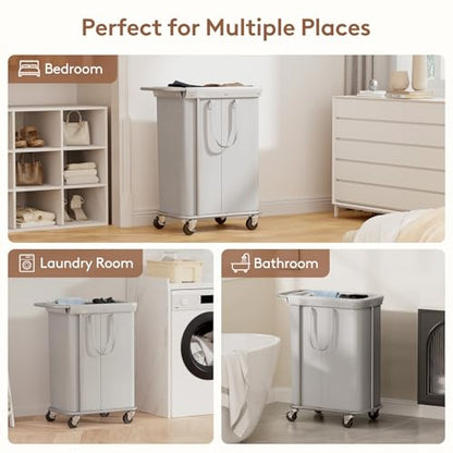 Lifewit 150L Rolling Laundry Basket with Steel Frame, Removable Bag, Silver Gray - color: Silver Gray, size: 150L