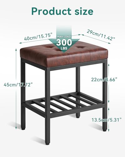 IBUYKE Rectangular Makeup Stool, PU Seat Vanity Chair, Dark Brown WBD017Z | Adjustable Feet Storage Space Footrest Multi-Use Small Side Table Ottoman Bedroom - color: Dark Brown, size: Rectangular