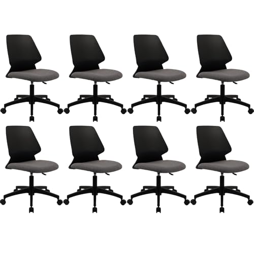 CLATINA Armless Home Office Chair, Desk Chair with Wheels, Adjustable Height Reading Chairs, Small Swivel Computer Chair, Comfy Upholstered Task Chair for Office Meeting, Black(8 Pack) - color: Black-rubor, size: 8 Pack
