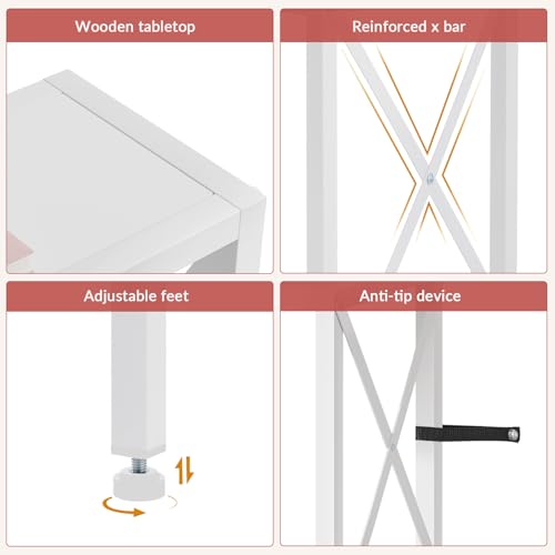 Gewudraw Narrow Console Table with Socket, Sofa Table Behind Couch, White | 55.1" Couch Table, Industrial Style, Long Skinny Design,For Hallway,Living Room,Bedroom, Built-In Outlets & USB,140cm Length - color: White, size: 55.1 in