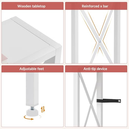 Gewudraw Narrow Console Table with Socket, Sofa Table Behind Couch, White | 55.1" Couch Table, Industrial Style, Long Skinny Design,For Hallway,Living Room,Bedroom, Built-In Outlets & USB,140cm Length - color: White, size: 55.1 in