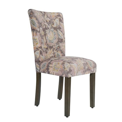HomePop Parsons Classic Upholstered Accent Dining Chair, Set of 2, Multicolor Gray Floral - color: Grey Floral, style: Pack of 2