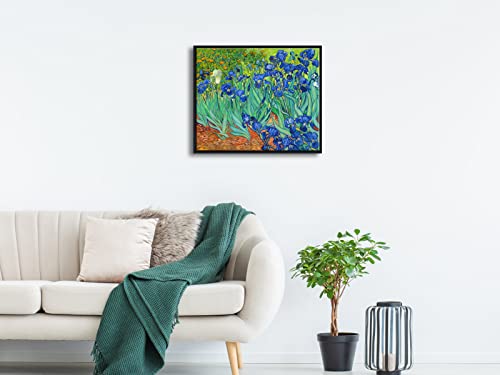 Wieco Art Black Framed Wall Art Irises by Van Gogh Famous Flowers Oil Paintings Reproduction Canvas Prints Modern Canvas Prints Artwork Pictures on Canvas Wall Art for Wall Decor - size: 24"L x 20"W