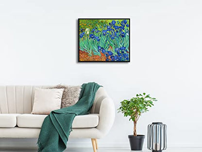 Wieco Art Black Framed Wall Art Irises by Van Gogh Famous Flowers Oil Paintings Reproduction Canvas Prints Modern Canvas Prints Artwork Pictures on Canvas Wall Art for Wall Decor - size: 24"L x 20"W