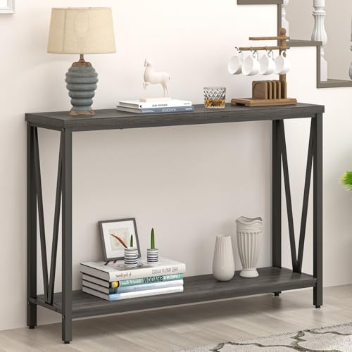 Console Table for Entryway, Modern Sofa Table Behind Couch, Narrow Entry Table for Hallway, Living Room (Industrial, Dark Gray) - color: Dark Gray