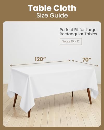 Utopia Kitchen Rectangle Table Cloth 1 Pack, Tablecloth Machine Washable, Polyester Table Cover for Dining, Buffet Parties, Picnics, Events, Weddings and Restaurants (70x120 Inches, White) - color: White, size: 1 Pack 70x120 Inch Tablecloth
