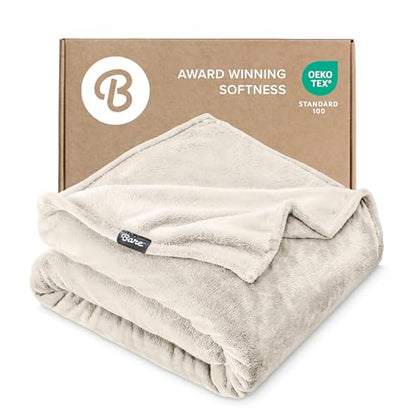 Bare Home Fleece Blanket Luxury Microplush (Full/Queen, Vanilla) | Ultra-Soft Lightweight Blanket for Bed, Sofa, and Couch, Cozy & Warm Blanket - color: 19 - Vanilla, size: Full/Queen