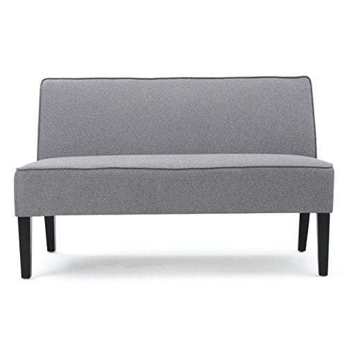 50" Grey Small Loveseat Sofa | Comfy Mini Fabric Sofa Couch for Small Spaces, 2 Seater Armless Sofa with Solid Wood Legs for Living Room, Dorm, Office - color: Grey
