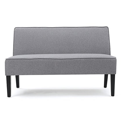 50" Grey Small Loveseat Sofa | Comfy Mini Fabric Sofa Couch for Small Spaces, 2 Seater Armless Sofa with Solid Wood Legs for Living Room, Dorm, Office - color: Grey