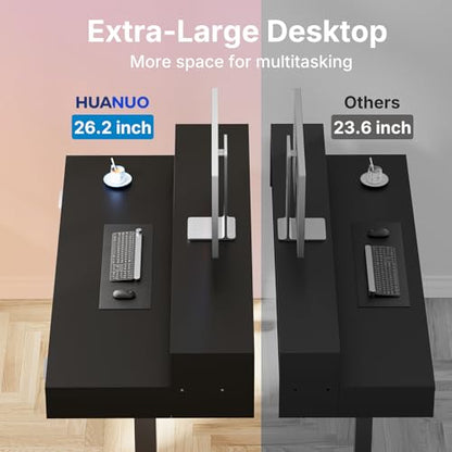 HUANUO 63″ x 26″ Electric Standing Desk with 2 Drawers &24.4″ Large Keyboard Tray, C-Clamp Mount Compatible, Adjustable Computer Desk for Office, Sit Stand Up Desk with 4 Height Presets, Black - color: Black, size: 63*26 inch