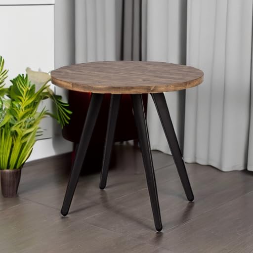 Round Dining Table for 2, 31.5" Small Kitchen Circle Table Space-Saving | Rustic Brown Mid-Century Modern with 1.4" thick Walnut-grain Top, Kitchens, Dining Rooms, Apartments, Breakfast Nooks - color: Rustic Brown