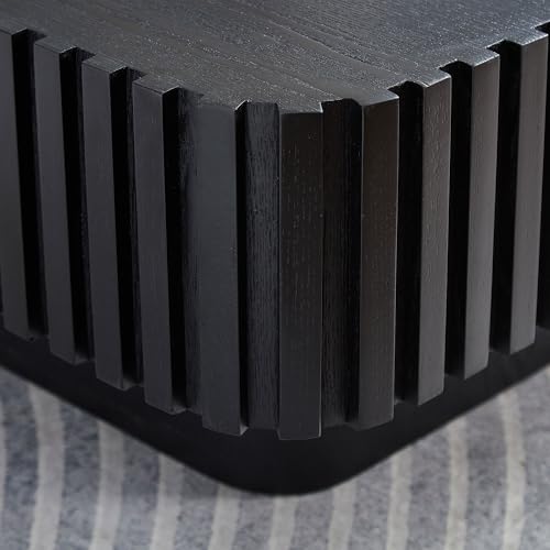 JUSTONE 35-inch Mid-Century Modern Drum Coffee Table, Handcrafted Wood Round Center Table for Living Room, Home Office, Black - color: 35.43'' Round - Black