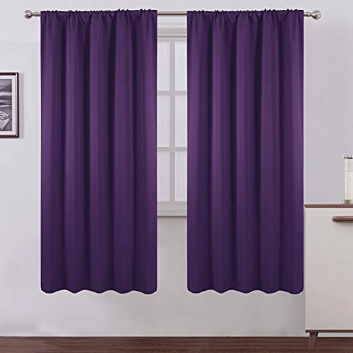 Purple Blackout Curtains/52 x 72 Inch/Set of 2 Panels Room Darkening Curtains for Bedroom - color: Purple, size: 52"W x 72"L (Pack of 2)