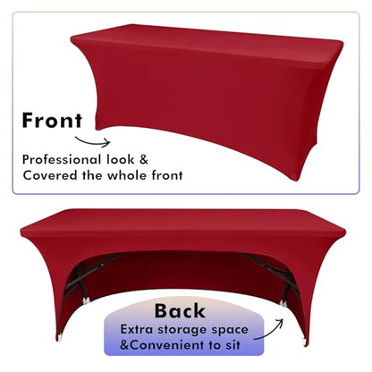 Nasitos 2 Pack Tablecloth Fitted Spandex 4 ft Table Cloth-Open Back Red Table Covers Fabric Washable and Wrinkle-Free Fabric Tablecloths for Party, Wedding, Birthday, Buffet, Events - color: Red, size: 4FT