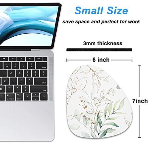 Rimilak Small Mouse Pad 6 x 7 Inch, Irregular Mini Mousepad, Boho Leaves | Non-Slip Rubber Base, Waterproof Compact Mouse Mat for Laptop Computer Wireless Mouse Keyboard Home Office Travel - color: Boho Leaves, size: 7L x 6W inches