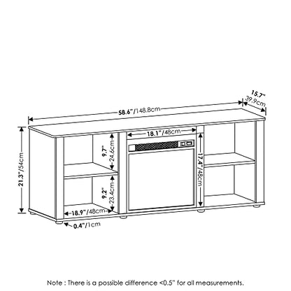 Furinno Classic 60 Inch TV Stand with Fireplace, Solid White - color: Solid White, size: 60-Inch