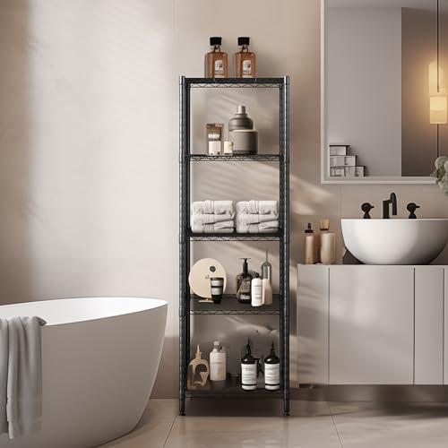 Finnhomy Heavy Duty 5 Tier Wire Shelving Unit, 18x18x59-inches 5 Shelves Storage Rack, Metal Shelving with Thicken Steel Tube, NSF Certified, Black - size: 59"H-Black