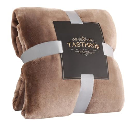 TASTHROW Large Flannel Fleece Throw Blanket, 50×70 Inch | Cozy Lightweight Thick Blanket - All Seasons Suitable for Women, Men and Kids (Light Coffee) - color: Light Coffee, size: 50"x70"