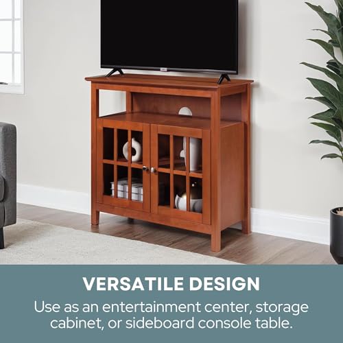Convenience Concepts Big Sur Highboy TV Stand 36" - Modern Entertainment Center For TVs up to 40", Storage Cabinet for Dining, Living Room, & Entryway, Console Hall Table with Shelves, Cherry - color: Cherry