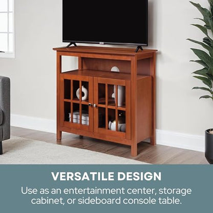 Convenience Concepts Big Sur Highboy TV Stand 36" - Modern Entertainment Center For TVs up to 40", Storage Cabinet for Dining, Living Room, & Entryway, Console Hall Table with Shelves, Cherry - color: Cherry