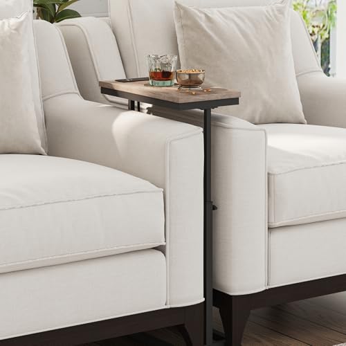 TUTOTAK End Table with Charging Station, Side Table, Tall Couch Table | Sofa Table, for living Room, Bedroom, Greige TB01BG084 - color: Greige, size: 1 Pack, style: With Plug