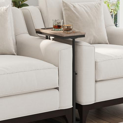 TUTOTAK End Table with Charging Station, Side Table, Tall Couch Table | Sofa Table, for living Room, Bedroom, Greige TB01BG084 - color: Greige, size: 1 Pack, style: With Plug