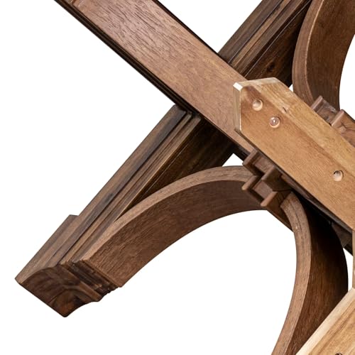 FE7-0N-TP Modern Dining Table with Acacia Wood Round Tabletop and Elegant Pedestal Base - Antique Walnut Finish - color: Fe7-0n-tp, size: 48x48 Inch