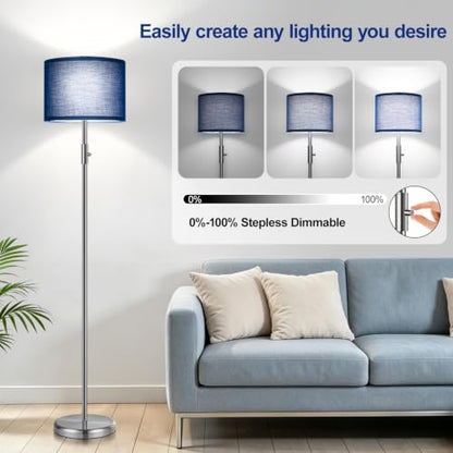 Floor Lamp Simple Design with Shade, Small Tall Lamps for Living Room Bedroom Office Dining Room Kitchen-Nickel - color: Nickel-Blue Shade