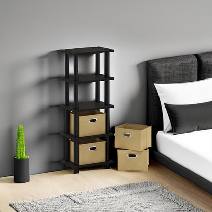 Furinno LACi 4-Bins System Rack, 11.3(W) x 28.8(H) Inch, Espresso/Black - color: Espresso/Black, size: 4-Bins