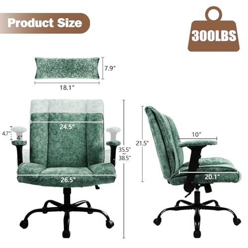 Criss Cross Chair with Wheels & Flip Arms, Wide Cross Legged Office Chair with Adjustable Tilt Criss-Cross Desk Chair with Lumbar Support for Home Office, Bedroom, Apartment Green - color: Green