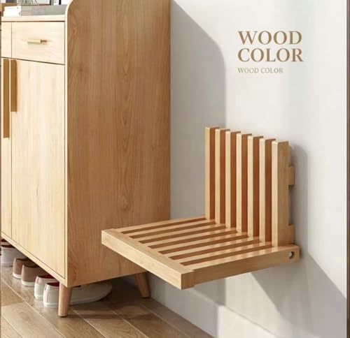 Solid Wood wall Mounted Bedside Table, Foldable Suspended Narrow Table, Creative Drawer Style Design for Bedroom (Peach Color) - color: White