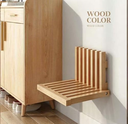 Solid Wood wall Mounted Bedside Table, Foldable Suspended Narrow Table, Creative Drawer Style Design for Bedroom (Peach Color) - color: White