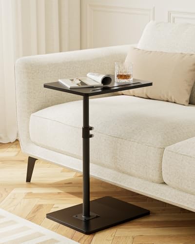 Masupu Sofa Arm Tray Table - 360° Swivel Height Adjustable End Table, Small Snack Side Table for Couch, C Shaped Table for Bed, Chair or TV Tray Table(Black) - color: Black