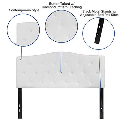EMMA + OLIVER Tufted Upholstered Full Size Headboard in White Fabric - color: White, size: Full