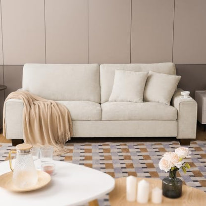 DOPEDIO 71.25" Chenille Loveseat Sofa, Beige, Modern Couch for Living Room | Removable washable cover, pocket spring cushions, solid wood frame, easy assembly for apartments, ideal for small spaces - size: 71.25 inch, style: Beige Chenille